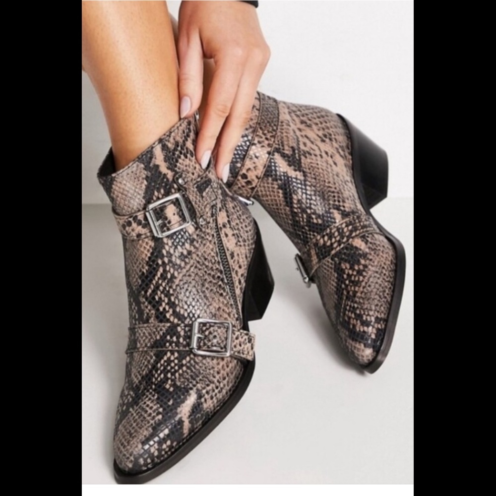 All Saints Lior Snakeskin Boots Size 39